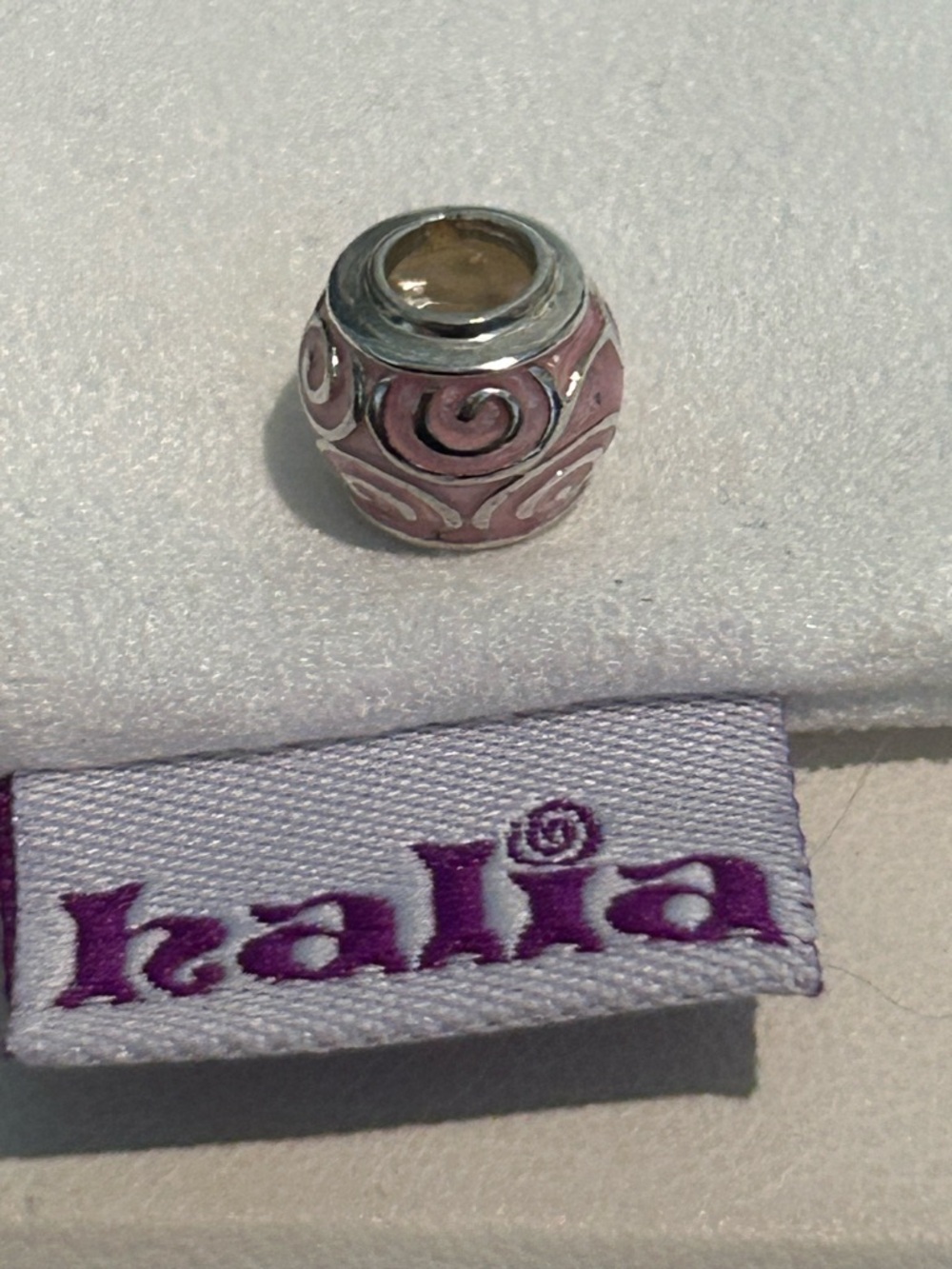 Pandora-style “Pink Swirl” Charm - Sterling Silver/Pink Enamel - Picture 2 of 2